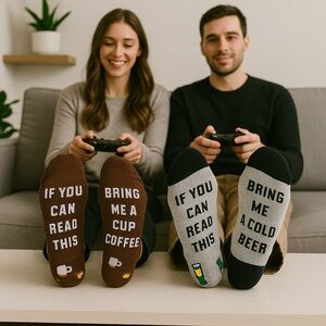 New Novelty Socks 2 Pack - If You Can Read This, Bring Me...Coffee/Beer